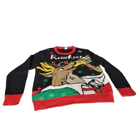 Ugly Christmas Sweater Reinbeer Sweater Women Sz XL Multicolor Light‎ Up Holiday - Picture 1 of 9